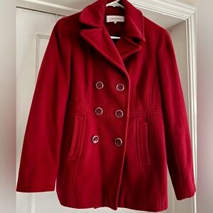 Calvin Klein Women's Bold Red Pea Coat